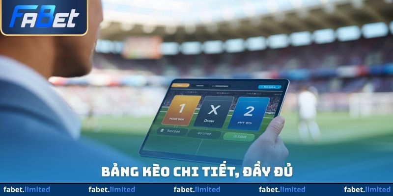 Bảng kèo chi tiết, đầy đủ